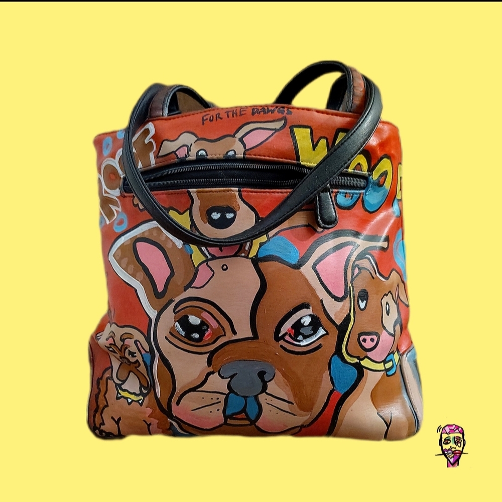 Artistic Dog Print Tote Bag